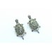 Tortoise Stud Earrings Silver 925 Sterling Women Marcasite Stone Handmade B623